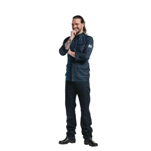 Veste de cuisine mixte denim stretch Chaud Devant Parka bleue