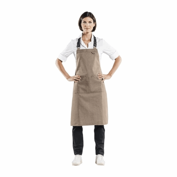 Tablier bavette mixte Chaud Devant Forene marron denim 70x90cm
