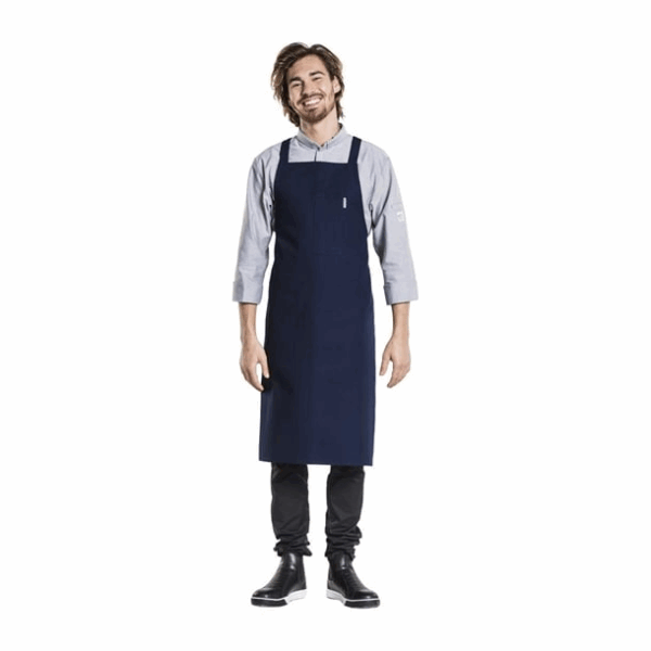 Tablier bavette croisé mixte Chaud Devant Nordic bleu 75x100 cm
