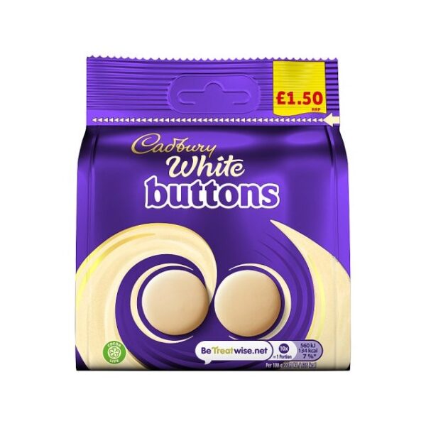 Cadburys White Chocolate Giant Buttons 85g £1.50 10 Pack