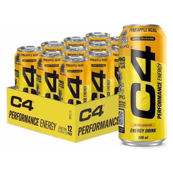 C4 Energy Drink Pineapple Head Reorg 500ml 12 Pack 29 March dated