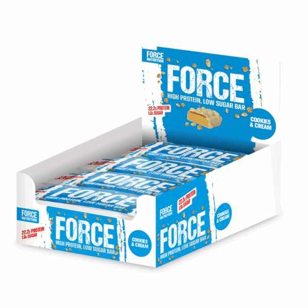 Force Protein Bar Cookies & Cream 65g 22.2g Protein 12 Pack