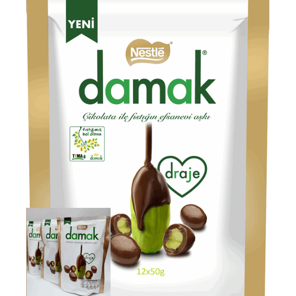 Nestle Damak Milk Chocolate Coated Pistachio Nuts 50g (12 Pack)