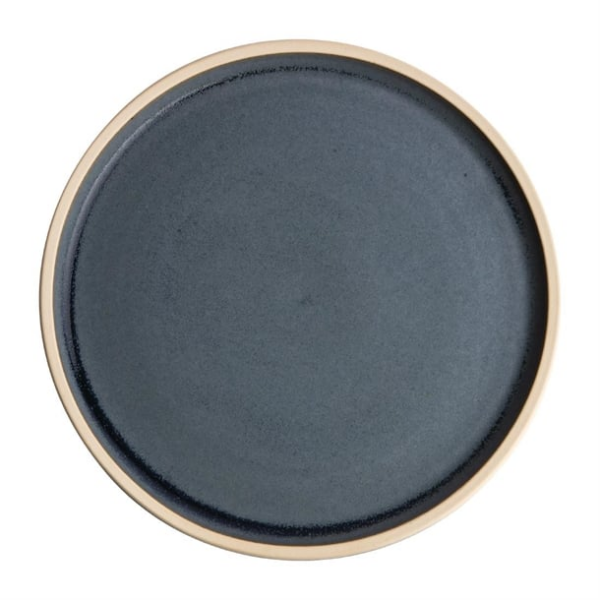 Assiettes plates bord droit granit bleu Olympia Canvas 18 cm (Lot de 6)