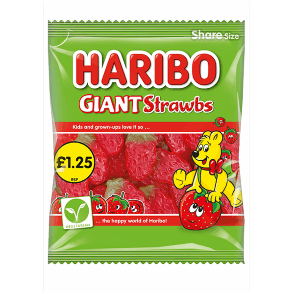 Haribo Giant Strawbs 140g £1.25 (12 Pack)