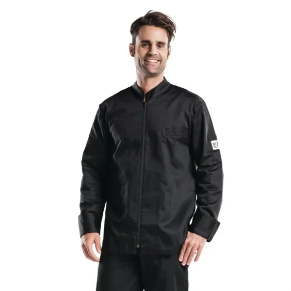 Veste de cuisine mixte Chaud Devant Monza manches longues noire
