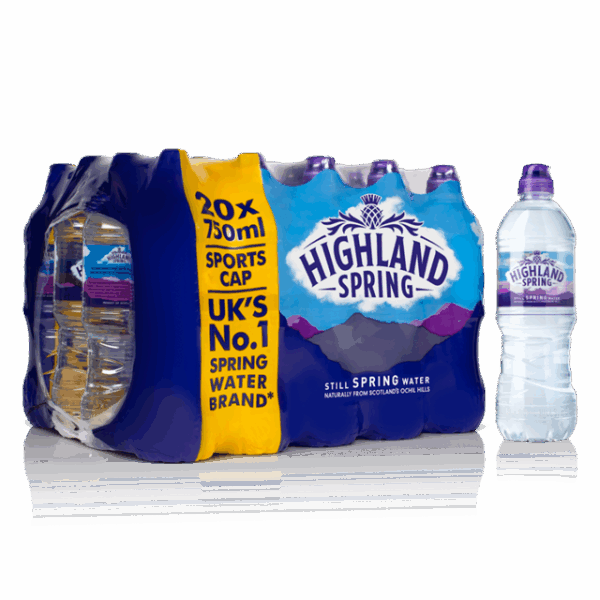 Highland Spring Still Water 750ml Sports Cap (20 Pack)