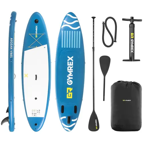 Stand up paddle gonflable - 125 kg - bleu - double chambre - 333 x 82 x 12 cm