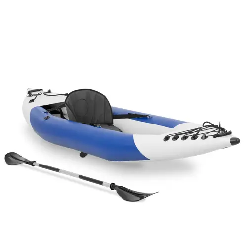Kayak gonflable - monoplace - set complet avec pagaie, siège et accessoires