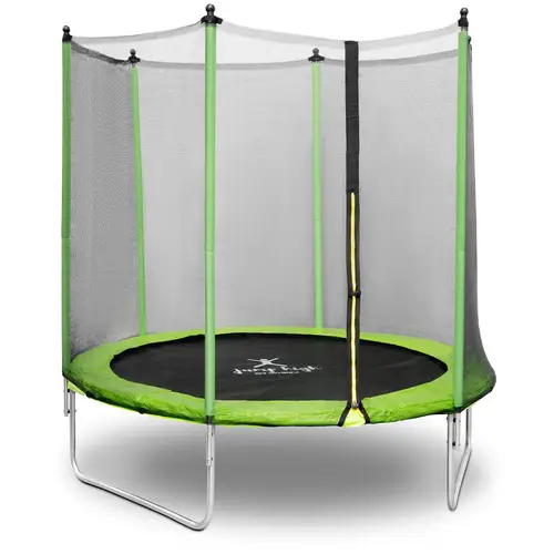 Trampoline de jardin - Ø 244 x 180 cm - 80 kg - Filet de sécurité - Noir/gris