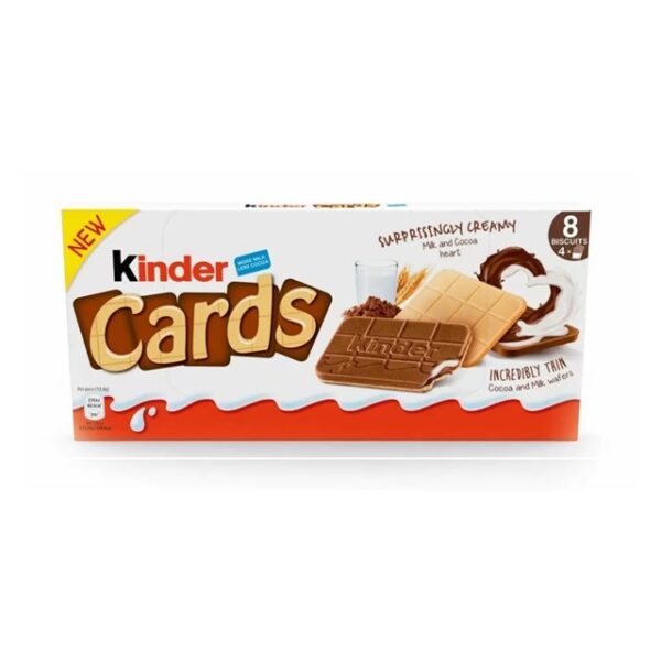 Kinder Cards Cocoa & Milk Chocolate Wafer Biscuits 12 x 4 Pack