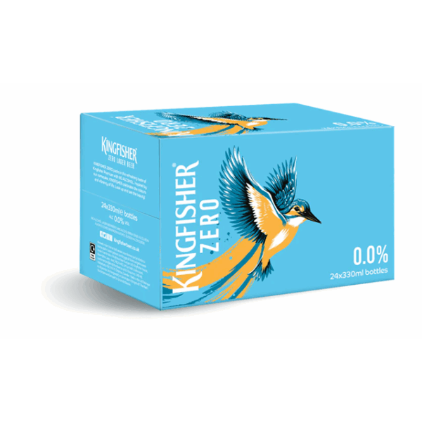 Kingfisher Beer Zero 0% ABV 330ml Glass Bottles 24 Pack