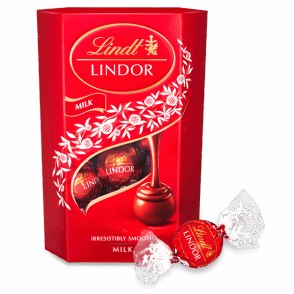 LINDT LINDOR CORNET MILK CHOCOLATE TRUFFLES BOX 200G (8 BOXES)