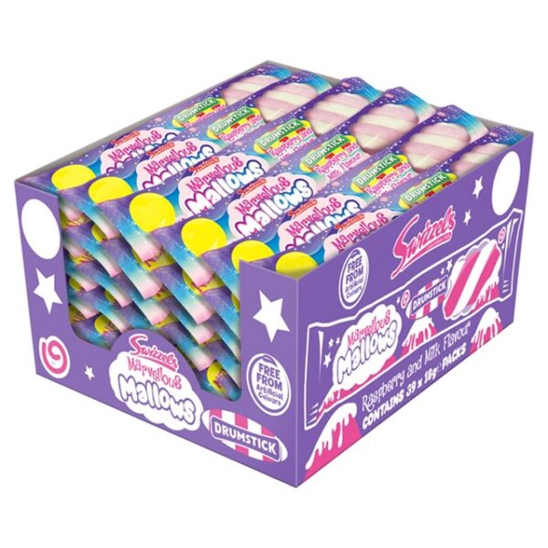 Swizzels Marvellous Mallows Drumstick Raspberry & Milk Flavour 18g 39 Pack