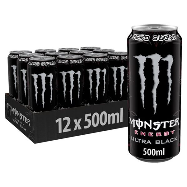 Monster Energy Drink Plain Pack Ultra Black 500ml (12 Pack)