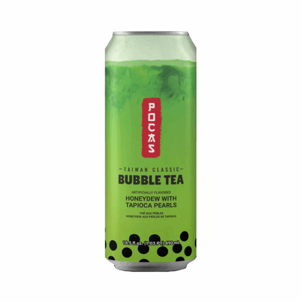 Pocas Bubble Tea Honeydew Flavour with Tapioca Pearls 490ml 24 Pack