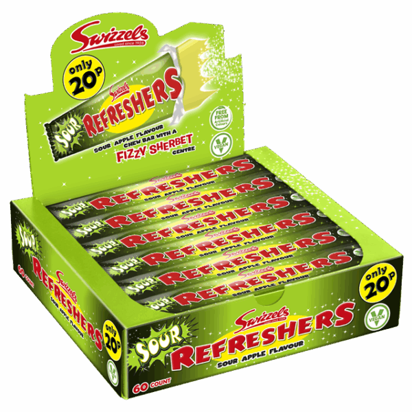 Swizzels Refreshers Sour Apple Chew Bar 18g 20p 60 Pack