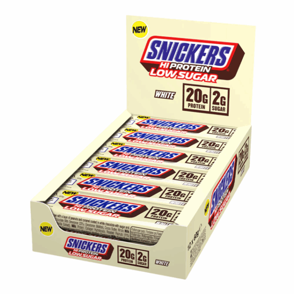 Snickers Hi Protein Bar White Chocolate Low Sugar 20g Protein 57g 12 Pack