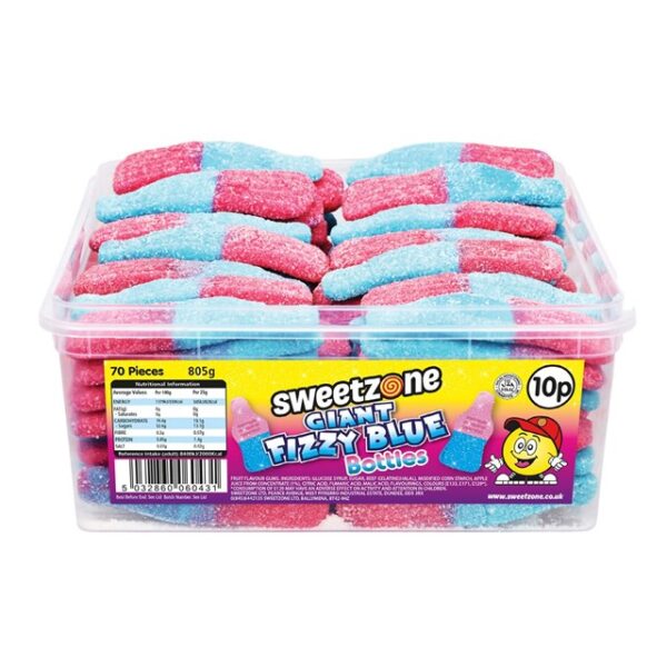 Sweetzone Tubs Giant Fizzy Blue Bottles Halal 805g 70 Pieces