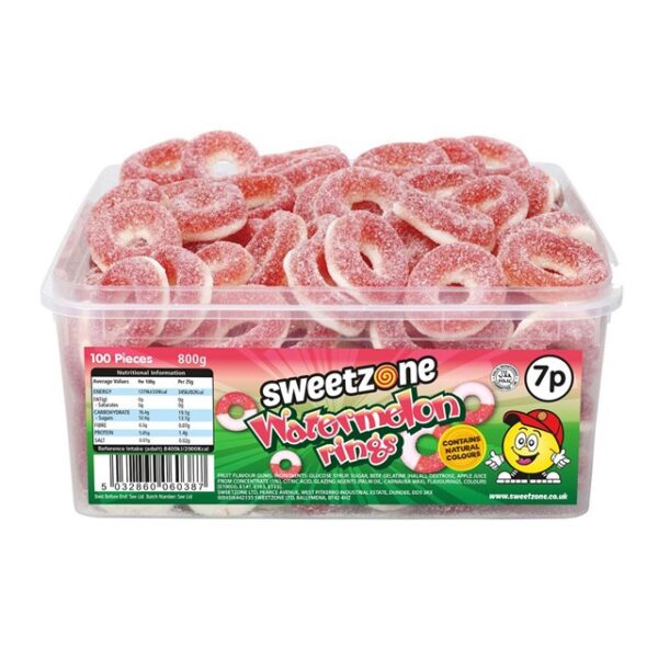 Sweetzone Tubs Watermelon Rings 800g 7p (100 Pieces)