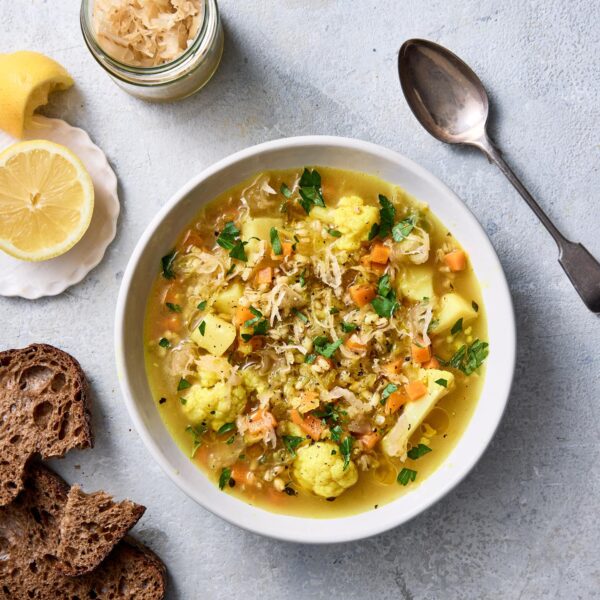 Vegetable and Barley Soup with Sauerkraut