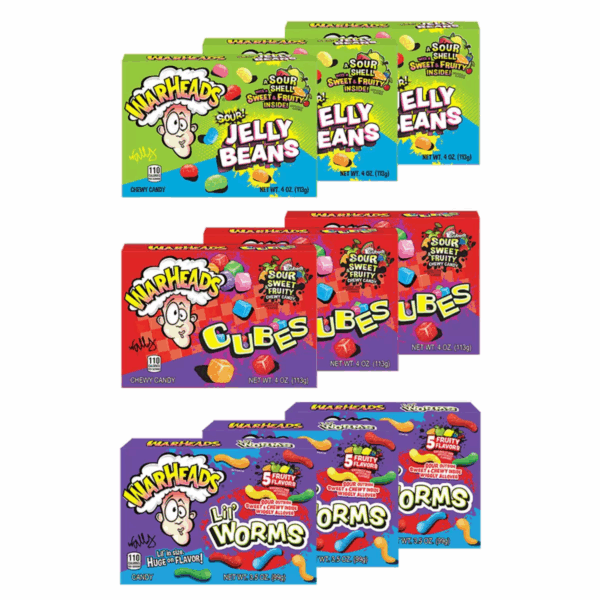 Warheads Mixed Pack 3 Lil' Worms 99g 3 Jelly Beans 113g 3 Cubes 113g 975g