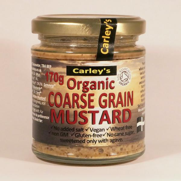 Carley's Moutarde à grains grossiers bio de Cornouailles végétalienne, 170 g