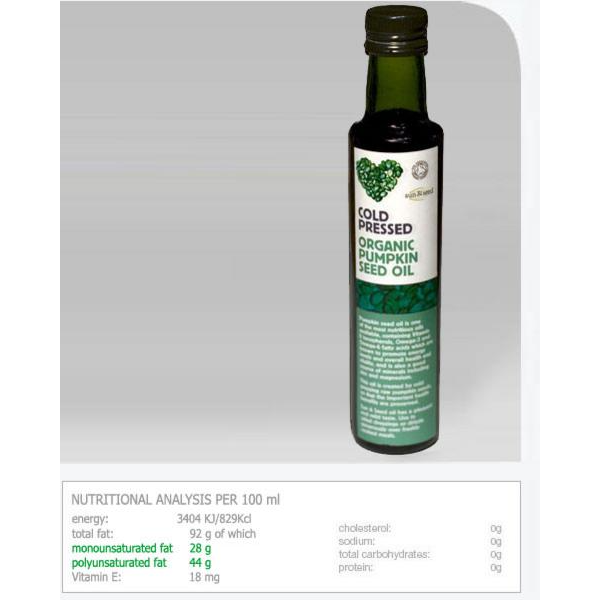 Sun & Seed Organic Pumpkin Seed Oil Cold Pressed 250ml