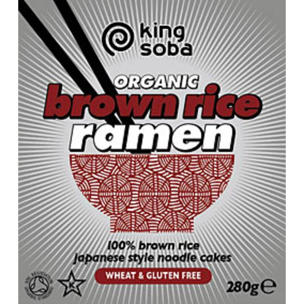 King Soba Organic Brown Rice Ramen Noodles Gluten Free, wheat free, 280g