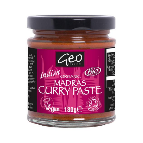 Geo Organics Pâte de Curry de Madras Bio 180g