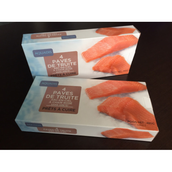 [surgelé] 4 Pavés De Truite À Chair Rose Avec Peau Et Sans Arêtes 100/140gr