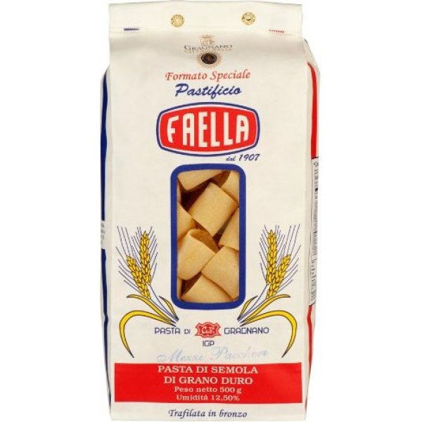 Mezzi Paccheri IGP Nudeln aus italienischem Hartweizen 1 kg Packung - Faella Gragnano