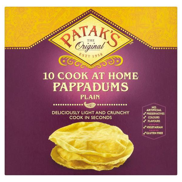 Patak Poppadoms Nature Cuire à la Maison Sans Gluten 150g