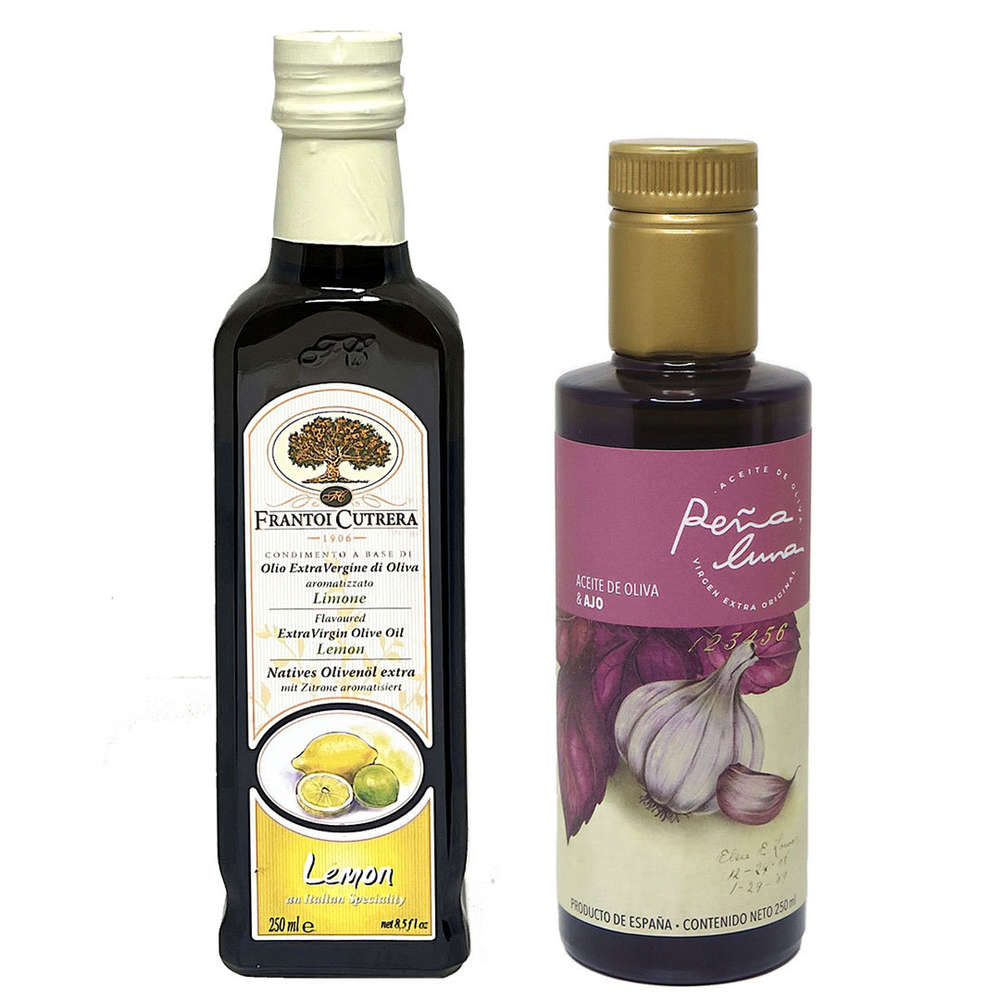 Aroma Plus : Huiles d'Olive Frantoi Cutrera Citron + Peña Luna Ail à découvrir 2 x 250 ml