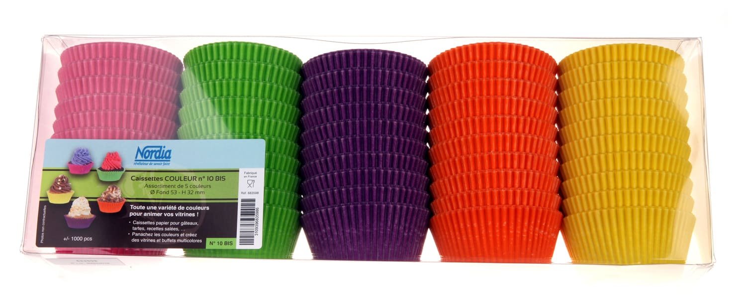 Caissettes couleurs assorties (5 x 200 pcs)