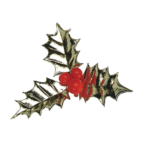 Feuilles de houx dorées triple (x 144)