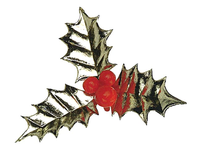 Feuilles de houx dorées triple (x 144)
