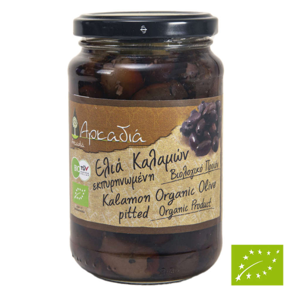 Olives Kalamon Bio dénoyautées de Grèce Arcadie Pot 200 g - Eliamed