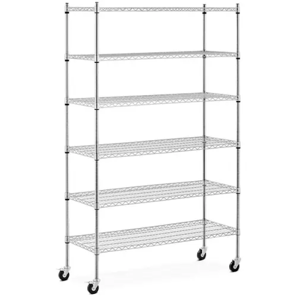 Étagère métallique - 120 x 45 x 190 - 90 kg - 4 roulettes - Royal Catering