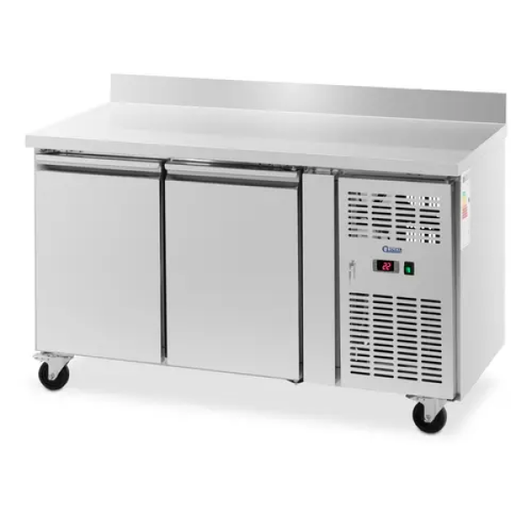 Table réfrigérée sur roulettes - 260 l - 2 Compartiments - 136 x 70 cm - Classe B - Dosseret - Inox - Royal Catering