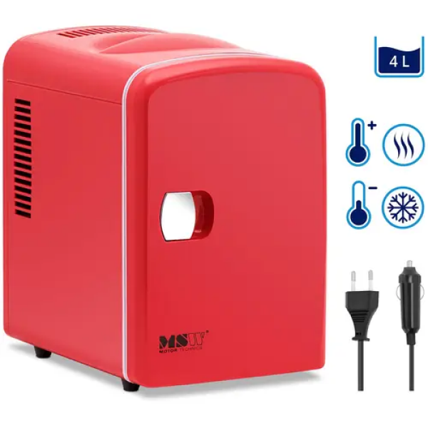 Glacière thermoélectrique - 12 V / 230 V - 2 en 1 avec fonction de maintien au chaud - 4 L - Rouge
