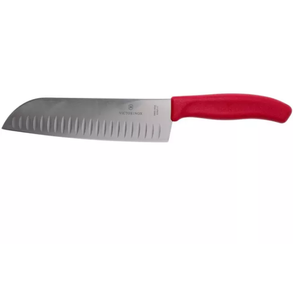 Victorinox SwissClassic 6.8521.17G Santoku avec alvéoles 17 cm, rouge