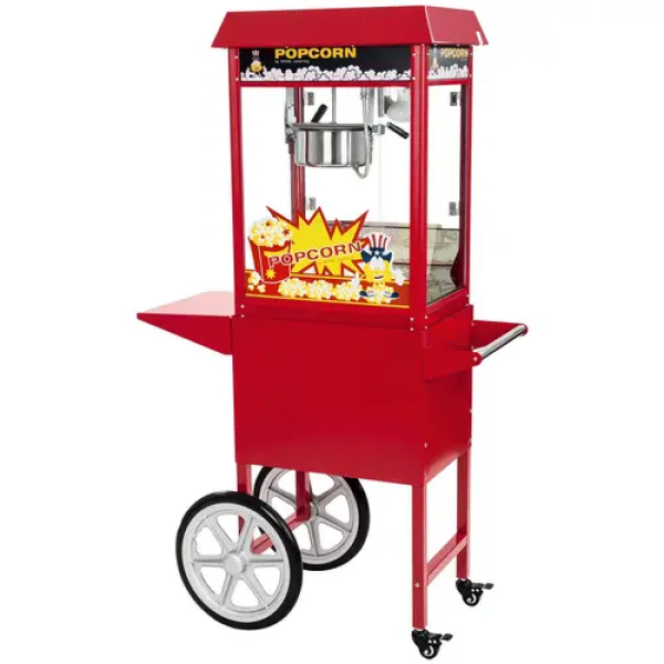 Machine à popcorn avec charriot - rouge