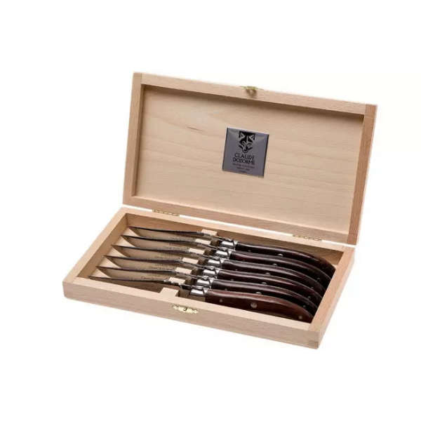 Claude Dozorme Laguiole Coffret 6 couteaux à steak, Palissandre
