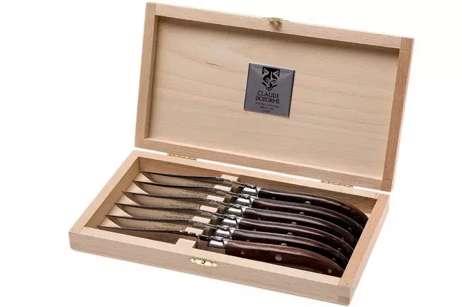 Claude Dozorme Laguiole Coffret 6 couteaux à steak, Palissandre