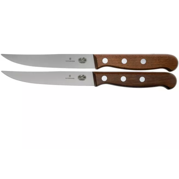 Couteau à steak Victorinox Wood 5.1200.12G, lot de 2, bord droit