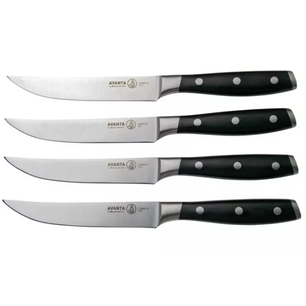 Messermeister Avanta L7684-5-4S, ensemble de 4 couteaux à steak, noir