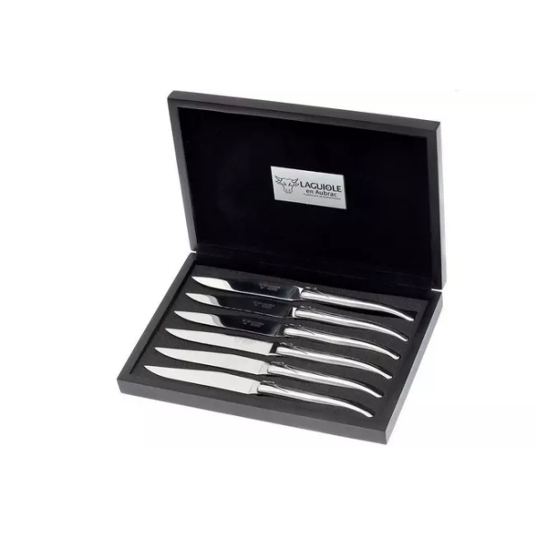 Laguiole en Aubrac set de couteaux à steak 6 pièces inox poli