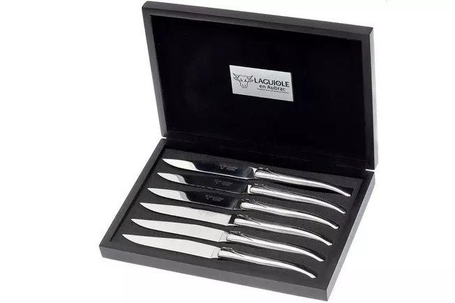 Laguiole en Aubrac set de couteaux à steak 6 pièces inox poli