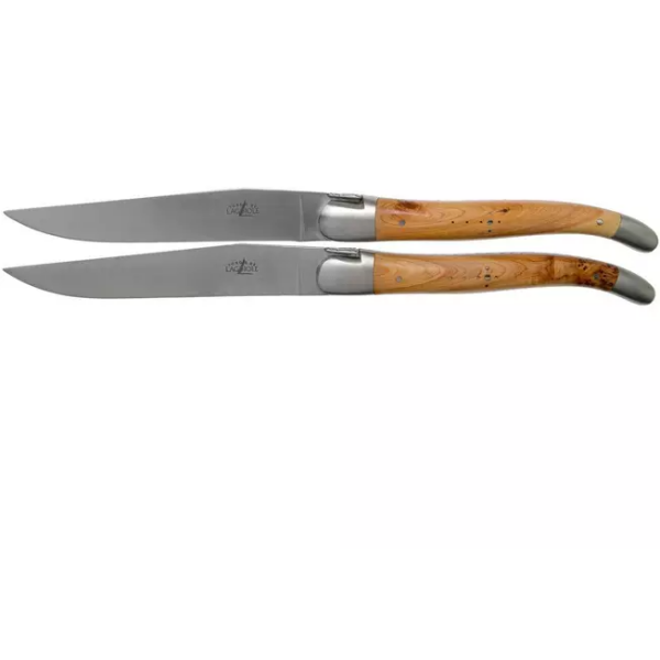 Forge de Laguiole, T22MMINGE, set de 2 couteaux à steak mat, Genévrier